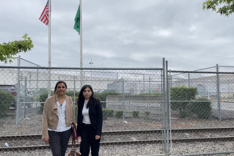 Alejandra Gonza (left) and Niyura Jasso (right) outside the NWIPC.